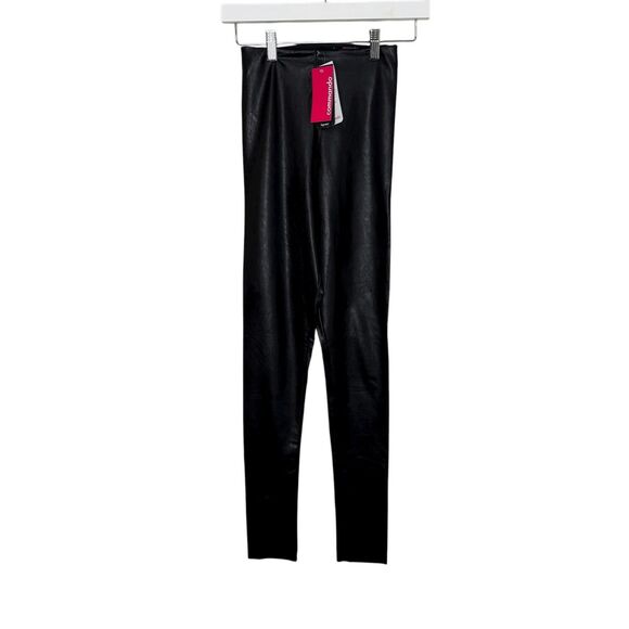 Commando Leggings Womens Small Black Faux Leather Perfect Control Made USA SLG06 - Picture 1 of 6